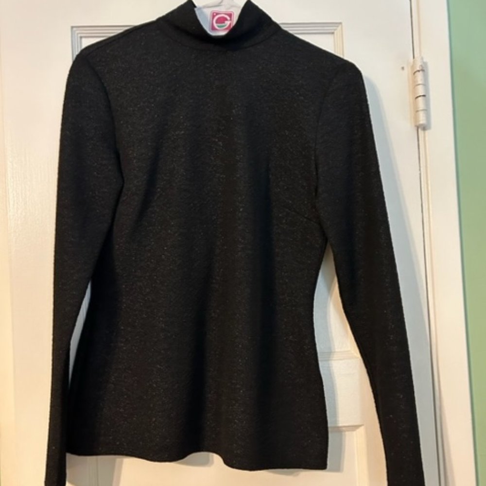 Long-sleeved black Cathrine Malandrino mock turtle sparkly top